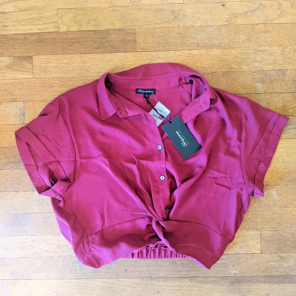 Shinestar Cropped Collared Top